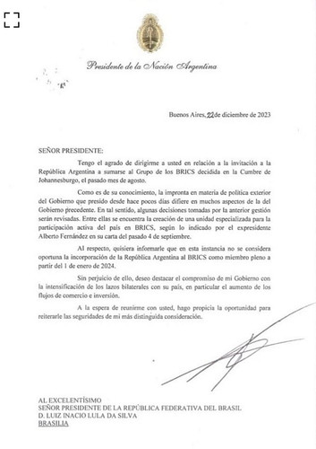 Javier Milei anuncia saída da Argentina dos BRICS saiba detalhes