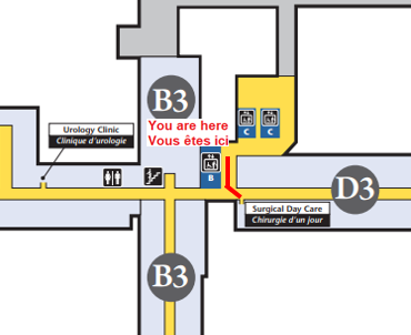 Civic 3rd floor b elevator to Surgical Day Care.png