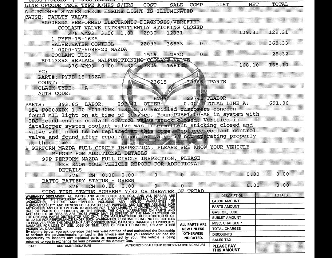 Brand New 2020 Mazda CX-5 - Check Engine Light : CX5