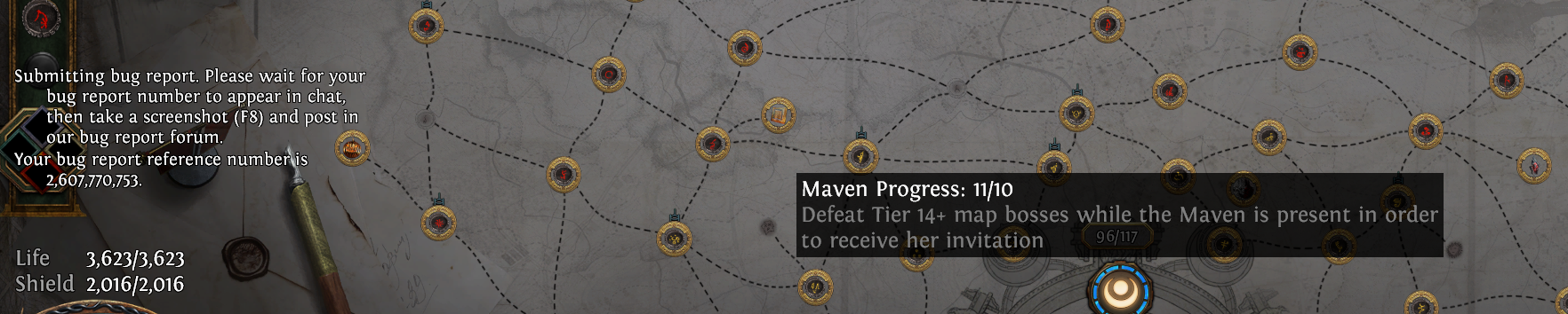 Bug Reports - Maven Progress; 11/10 maps - Forum - Path of Exile