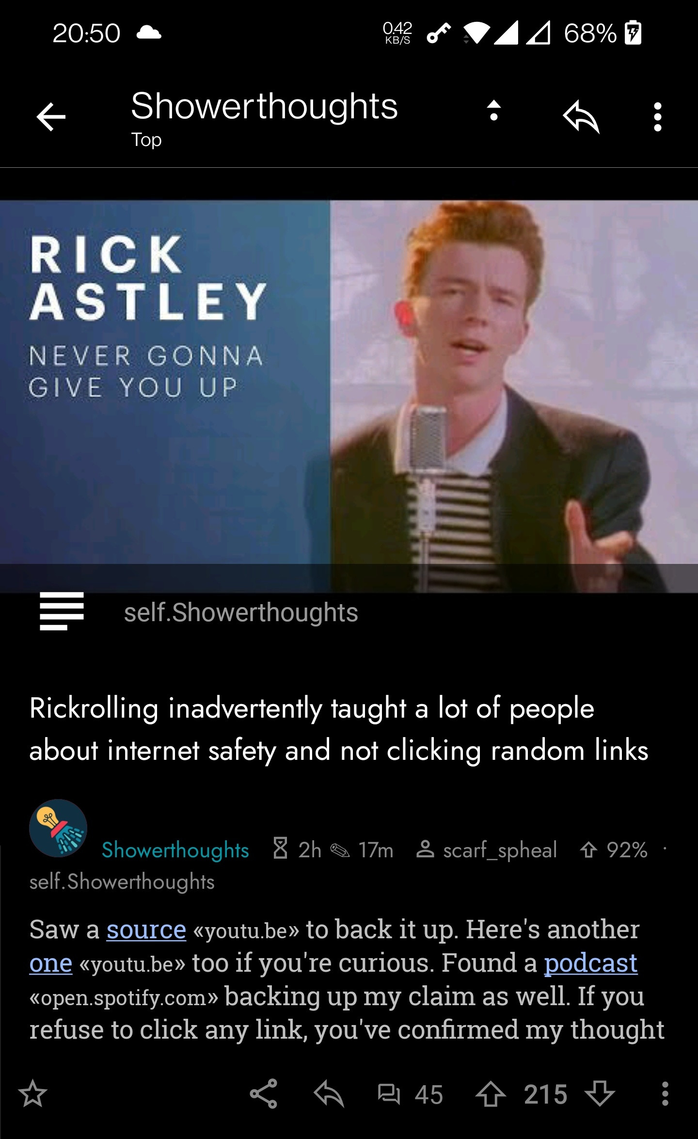 Excited that we're finally at the point where Gen Z is learning what it  means to be Rickrolled.⁠ .⁠ H/t u/esberat via r/Unexpected [Link in…
