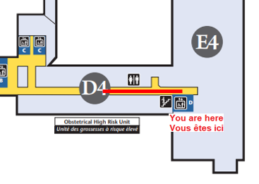 civic 4th floor D elevator to obstetrical high risk.png