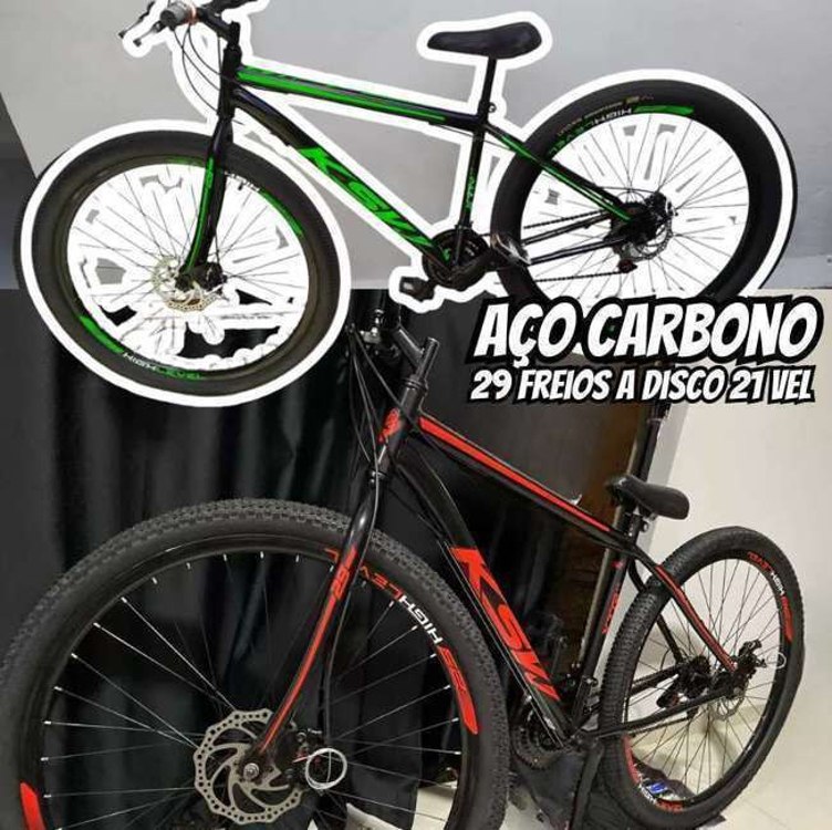 Bicicleta Aro 29 Aço Carbono Ksvj Freios Disco Suspensão 21v