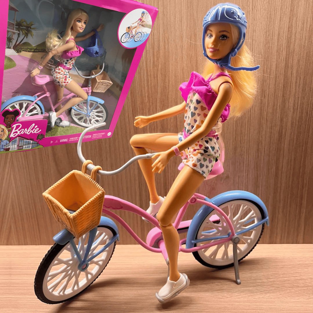 Barbie, Conjunto de Brinquedo, Bicicleta com Boneca e Acessórios, Para Crinças acima de 3 anos