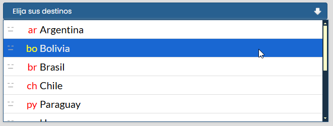 Select multiple - Estilos de valores