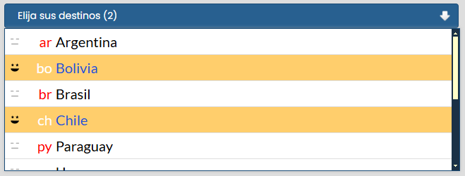 Select multiple - estilos de las opciones tildadas