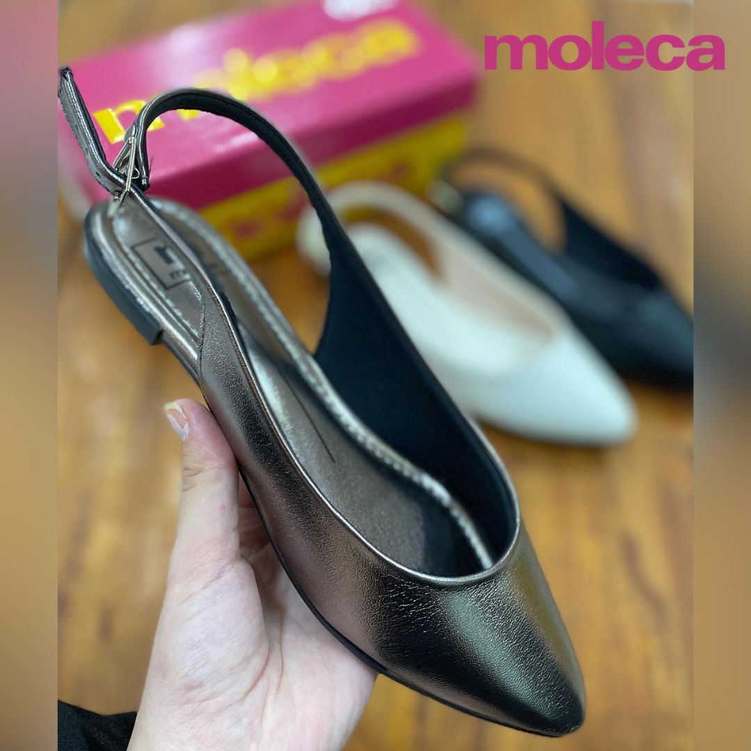 Sapatilha Casual Feminina Slingback Cinza Moleca