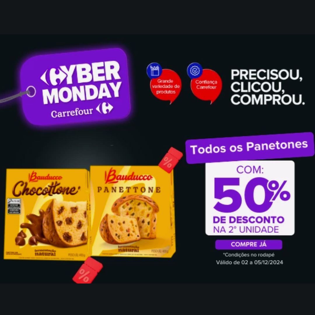 Panetones com 50% de desconto na segunda unidade no Carrefour