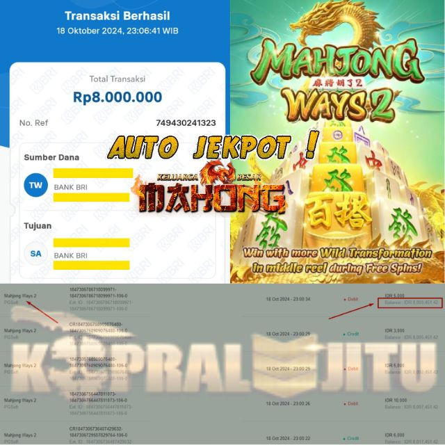 SELAMAT KEPADA ID XXXX JACKPOT PERMAINAN Mahjong Ways 2 PGSoft DI WEB KOPRALJITU