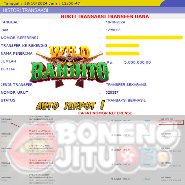 SELAMAT KEPADA ID XXXX JACKPOT PERMAINAN WILDBANDITO DI WEB BONENGJITU