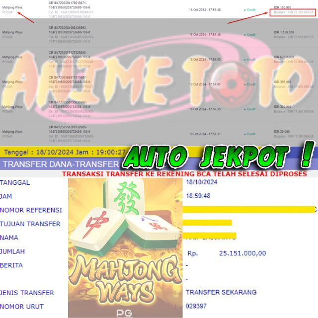 SELAMAT KEPADA ID XXXX JACKPOT PERMAINAN Mahjong Ways PGSoft DI WEB ANIMETOTO