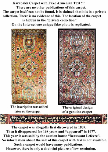 Karabakh Carpet 19th century with Fake Armenian Text