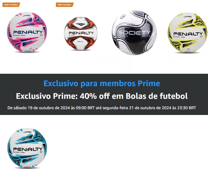 Exclusivo Prime: 40% off em Bolas de futebol