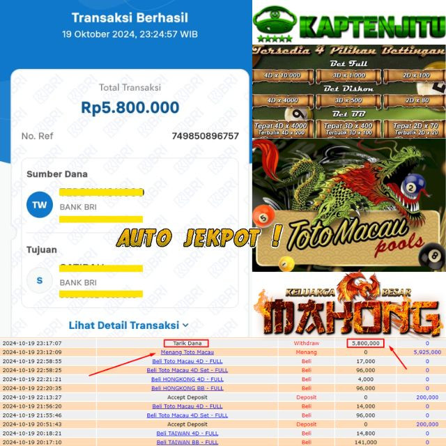SELAMAT KEPADA ID XXXX JACKPOT POOL TOTOMACAU DI WEB KAPTENJITU