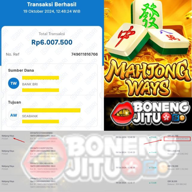 SELAMAT KEPADA ID XXXX JACKPOT PERMAINAN Mahjong Ways PGSoft DI WEB BONENGJITU