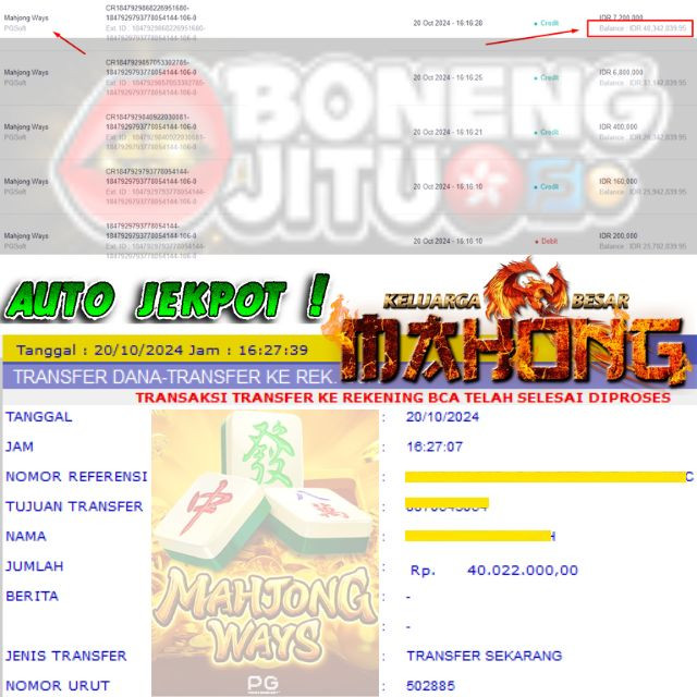 SELAMAT KEPADA ID xxxXXX JACKPOT PERMAINAN Mahjong Ways PGSoft DI WEB BONENGJITU