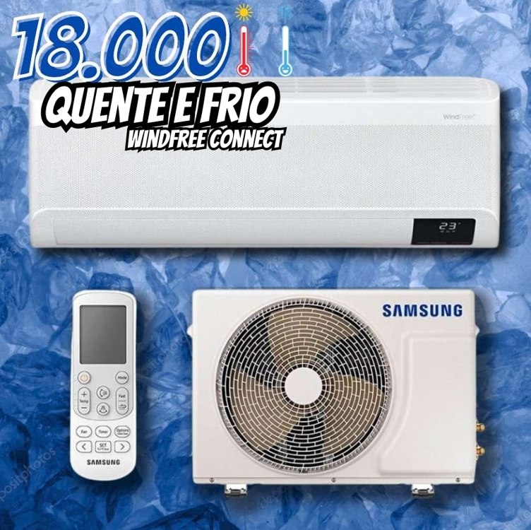 Samsung Ar-condicionado Split Inverter WindFree Connect Sem Vento 18.000 BTUs Quente e Frio AR18BSEAAWKNAZ – 220V