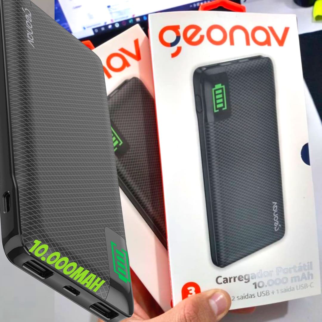 Power Bank Universal Geonav, 10000 mAh, Preto – PB10KBK