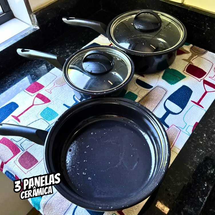 Jogo De Panelas 3 Peças Indução Cooktop Lenha E Gás