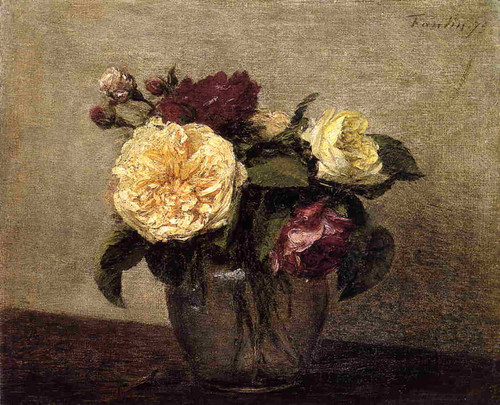 Fantin Latour Henri Yellow and Red Roses