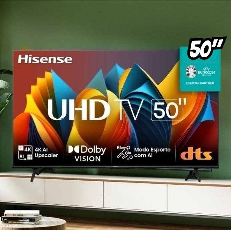 Smart TV Hisense 50 Polegadas 50Q6N 4K UHD QLED HDR10mais Dolby Vision Atmos Google TV