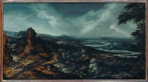 Keuninck, Kerstiaen de (приписывается) Пейзаж с Товием и Ангелом, 1625, 28,7 cm х 52,4 cm, Дерево, м