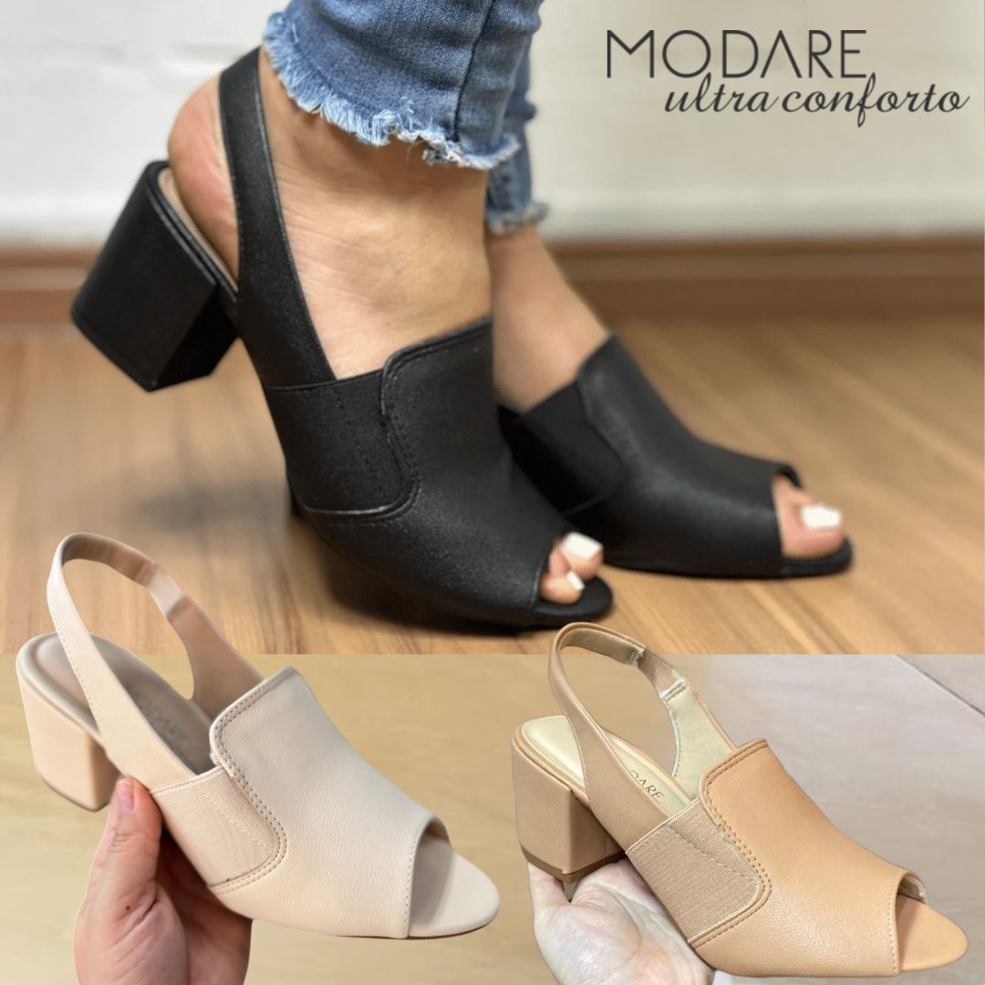 Sapato Modare Slingback Peep Toe Feminino Com Salto