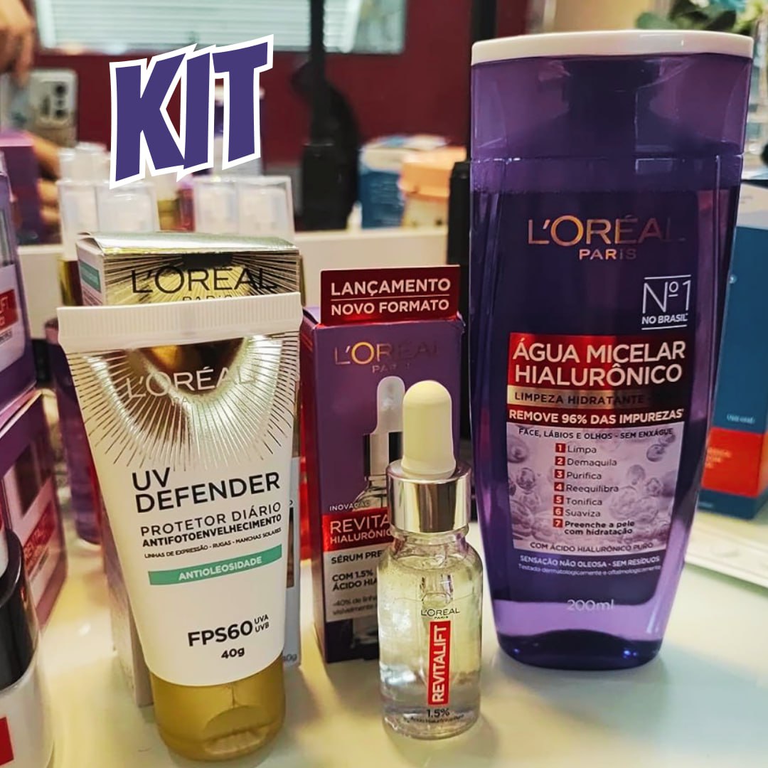 Kit L’Oréal Paris: Água Micelar + Sérum + UV Defender Antioleosidade