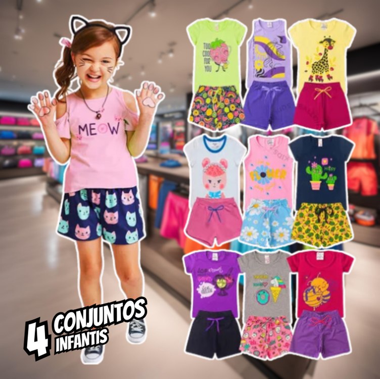 Kit Conjunto Infantil Menina Verão 08 Peças Envio Imediato