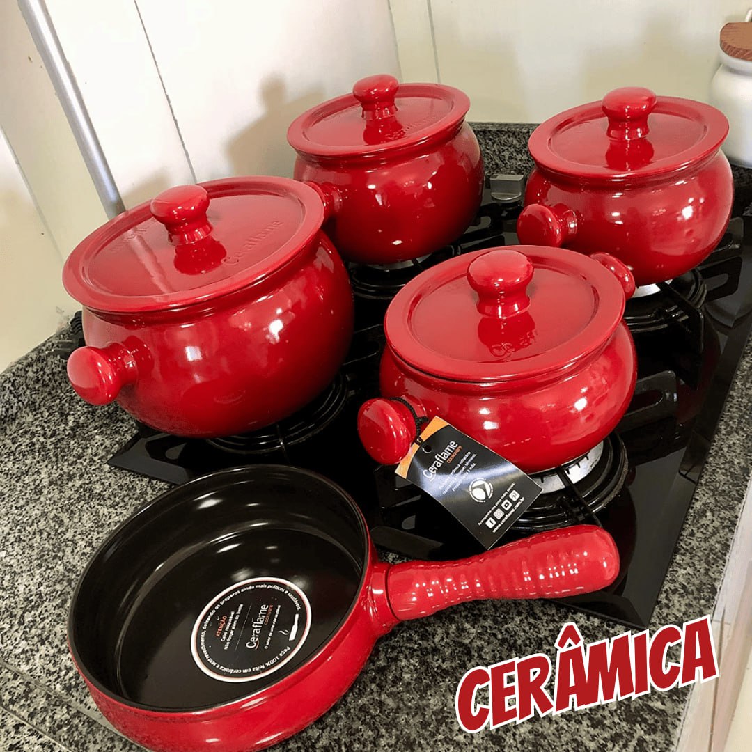 Ceraflame Conjunto Panelas de Cerâmica Premiere+ Joy 5 Peças Pomodoro