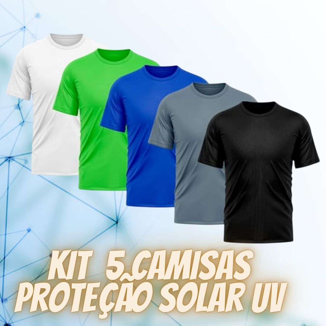 Kit 5 Camisetas Masculina Dry Fit Proteção Solar UV Básica Lisa Treino Academia Ciclismo Camisa