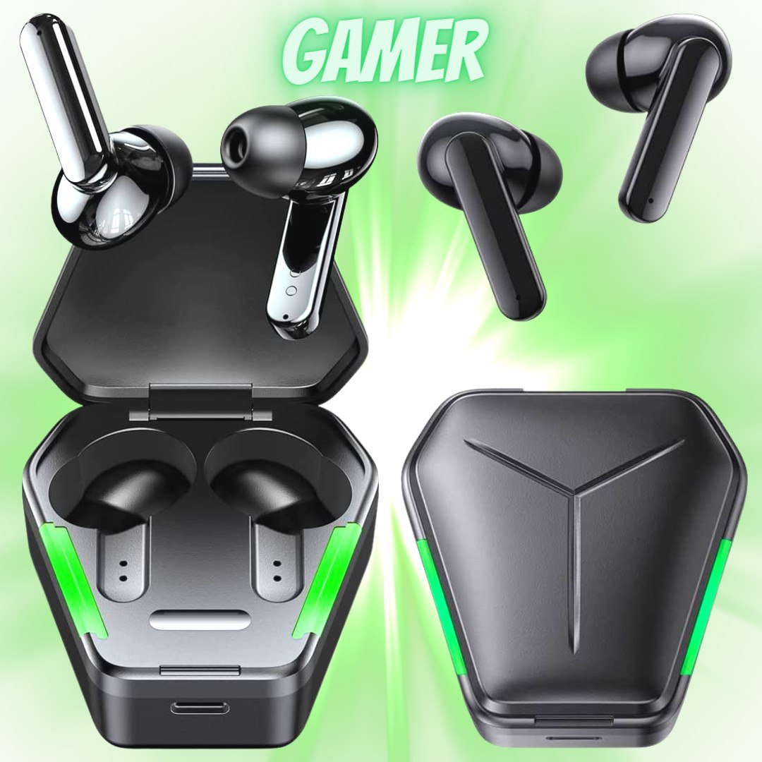 WB Fone de ouvido Gamer Bluetooth In-ear Sem fio Saga Pro TWS 13 Horas de Bateria Com Microfone e Led – Preto