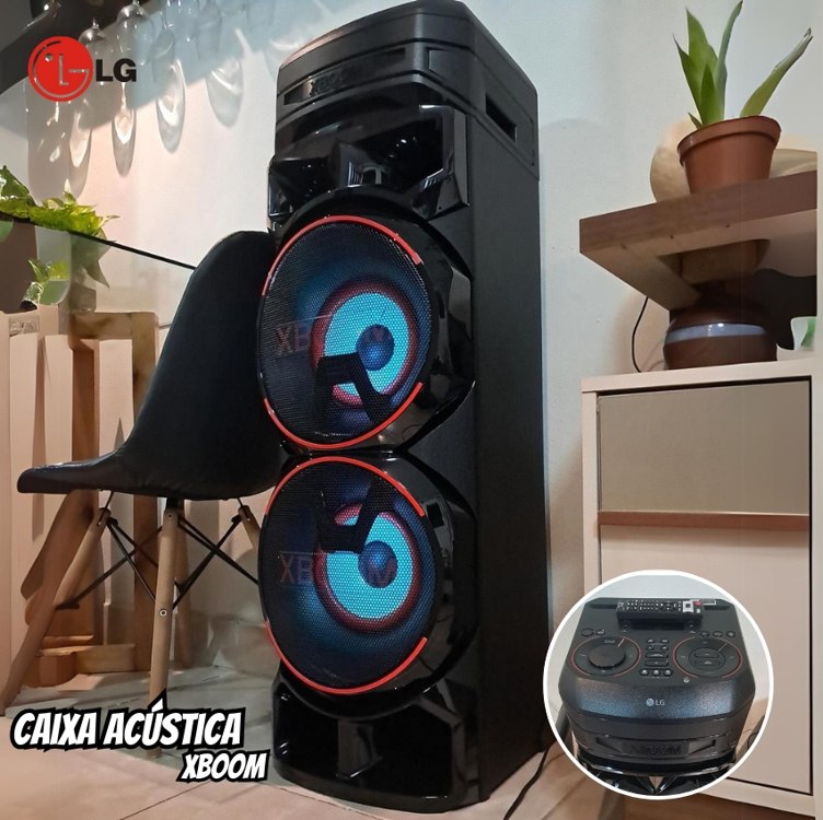 Caixa Acústica LG Xboom RNC9 – Multi Bluetooth, Graves Potentes, Entrada de Microfone e Guitarra