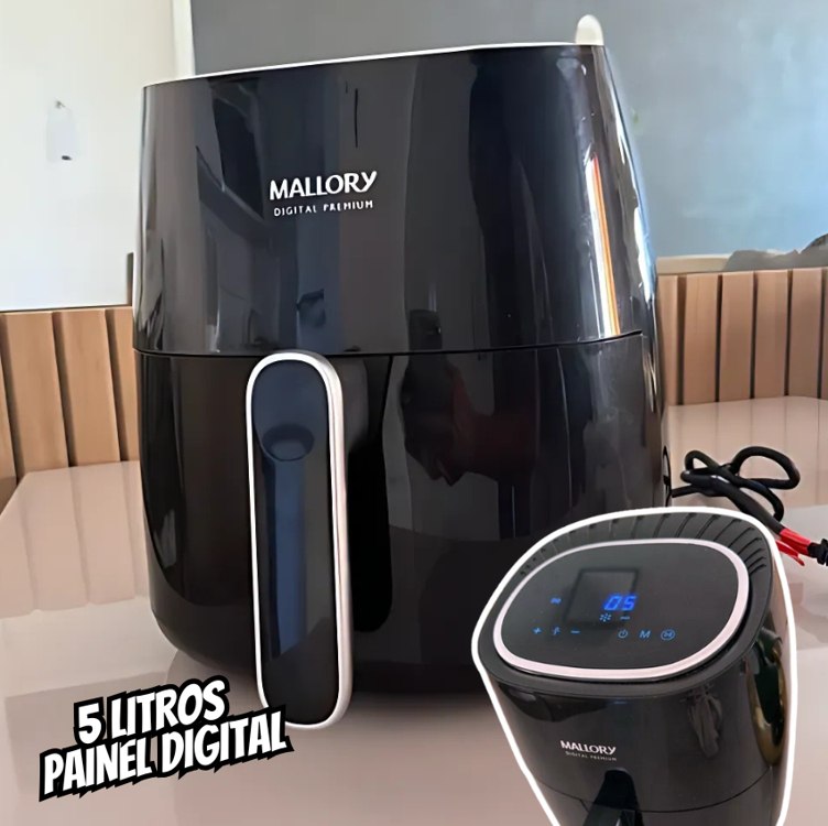 Fritadeira Mallory Air Fryer Digital Premium 5,5Litros – Painel 100% Digital – 1500W de Potência