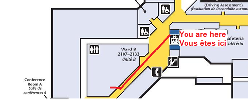 RehabCentre 2ndfloor You are here ComingfromDblElevators Goto Conference Room B.png