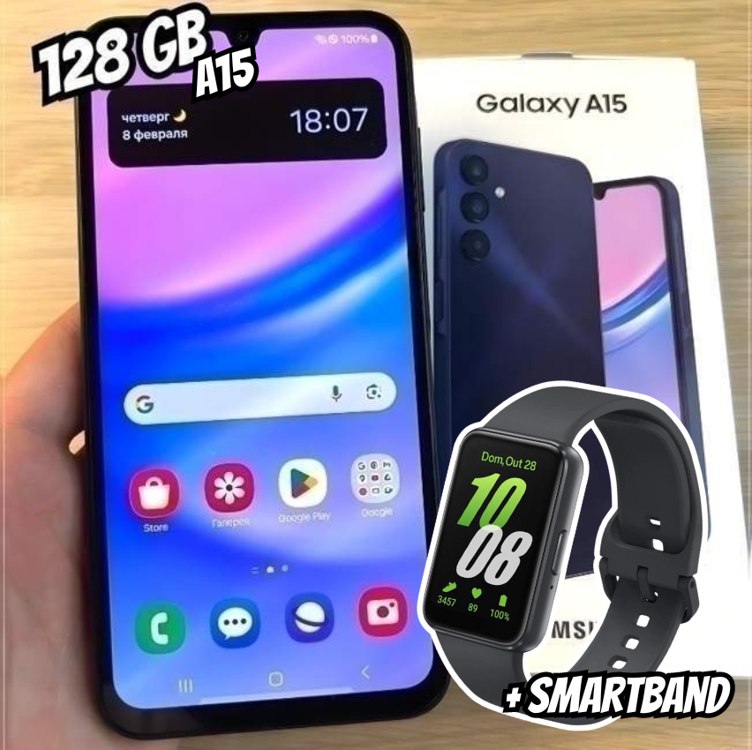 Smartphone Samsung Galaxy A15 6,5” 128GB Azul – Escuro 5G + Smartband Galaxy Fit3 Grafite