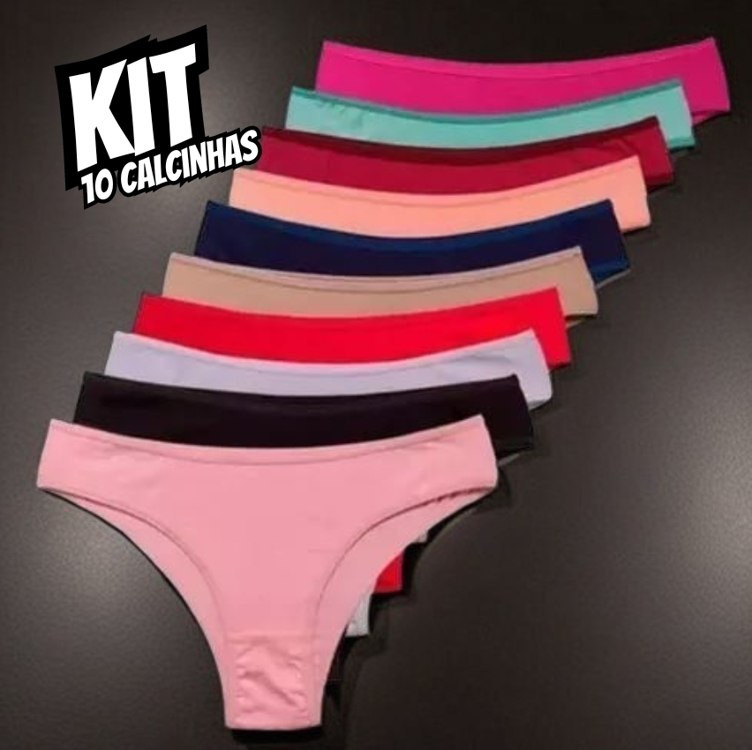 Kit 10 Calcinha Microfibra Feminina Calcinhas Tanga Atacado