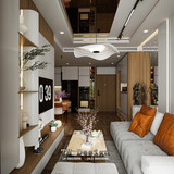15242. Free Sketchup Living Room - Kitchen Interior Model Download By Tran Thanh Hung