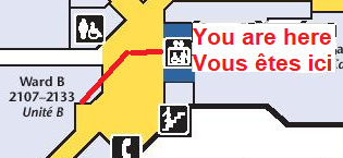 RehabCentre 2ndfloor You are here ComingfromDblElevators Goto Ward B.png