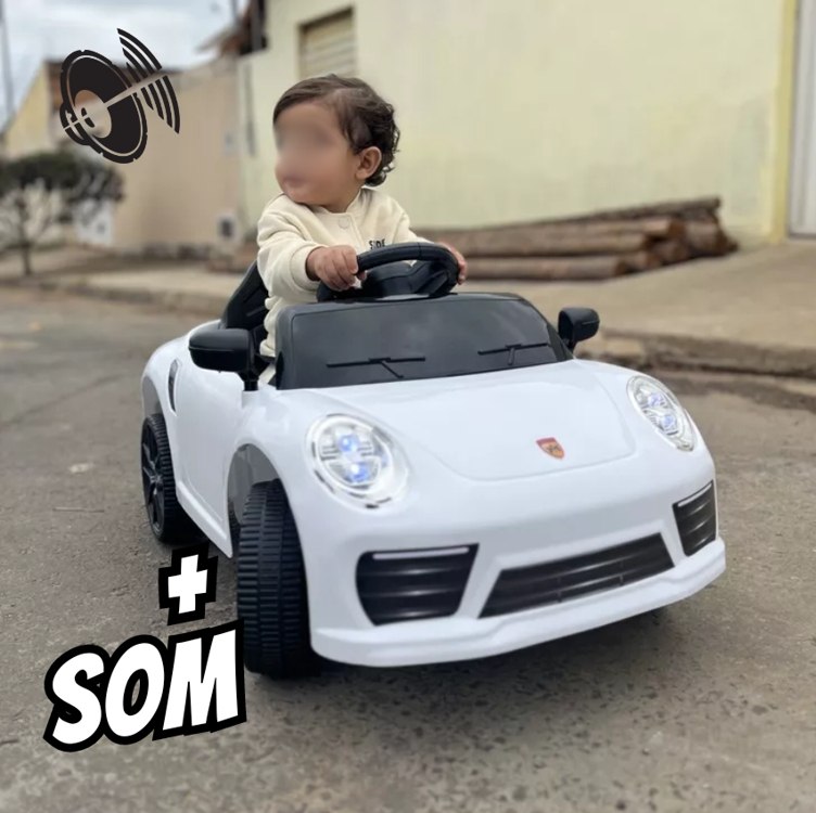 Carro Elétrico Motorizado Mini Porsche Luxo Branco Com Som