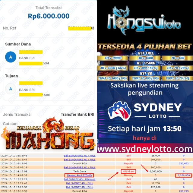 SELAMAT KEPADA ID XXXX JACKPOT POOL SYDNEY LOTTO DI WEB HONGSUITOTO