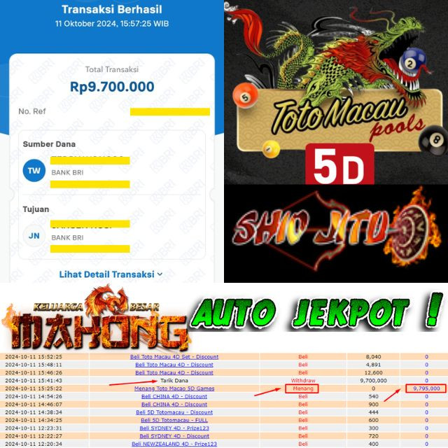 SELAMAT KEPADA ID XXXX JACKPOT POOL TOTOMACAU 5D DI WEB SHIOJITU
