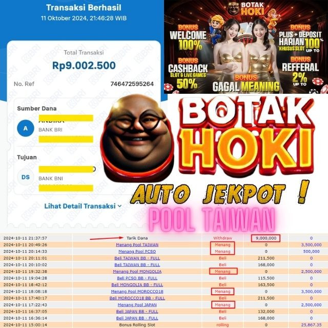 SELAMAT KEPADA ID XXXX JACKPOT POOL TAIWAN DI WEB BOTAKHOKI