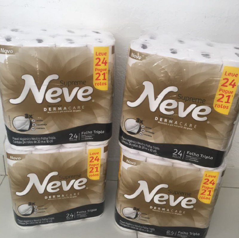 Neve Papel Higiênico Supreme Folha Tripla, 20m, Leve 24 Pague 21 Rolos