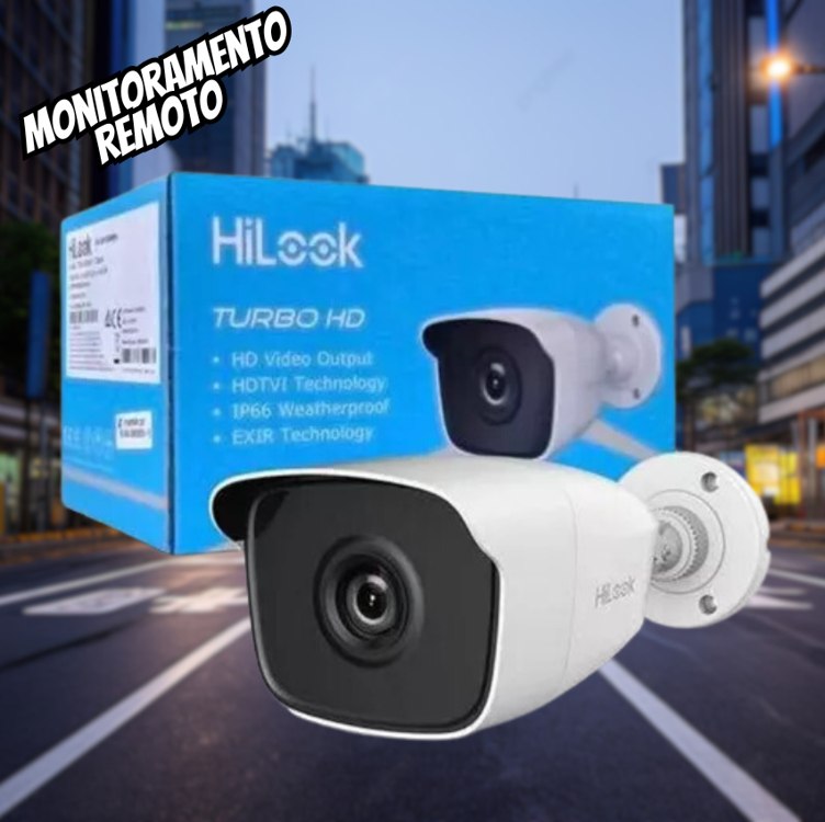 Câmera de Segurança Hikvision HiLook THC-B120-PC 2MP Visão Noturna Alta Resolução Monitoramento Remoto Instalação Fácil Proteção IP66 Resistente a Agua e Poeira Para Comercio e Residencias