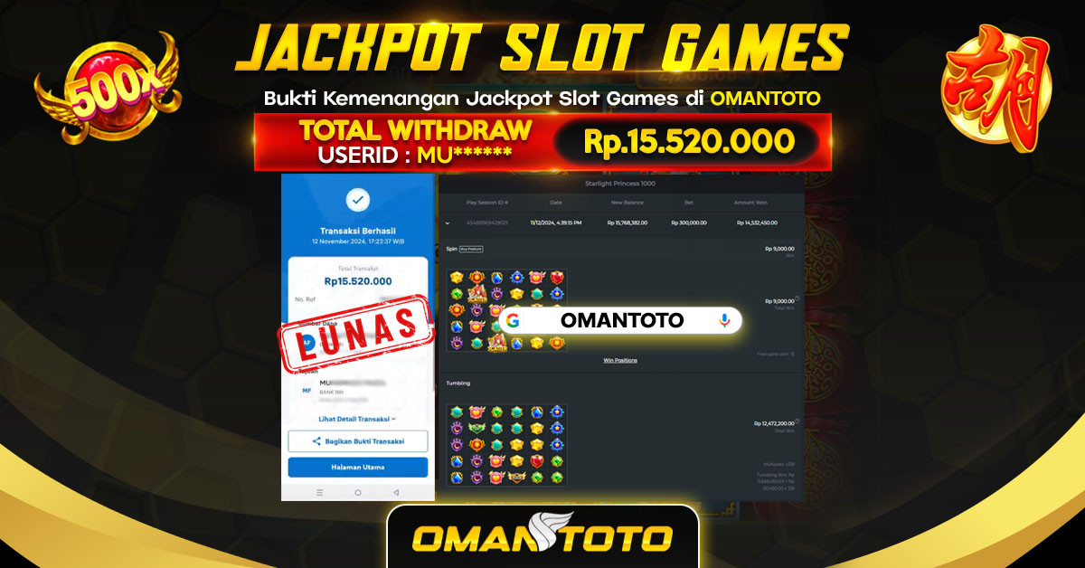 OMANTOTO JACKPOT SLOT GAMES Rp. 15.520.000,-