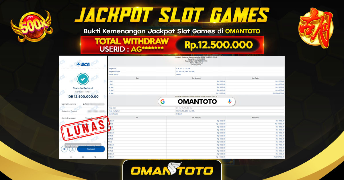 OMANTOTO JACKPOT SLOT GAMES Rp. 12.500.000,-