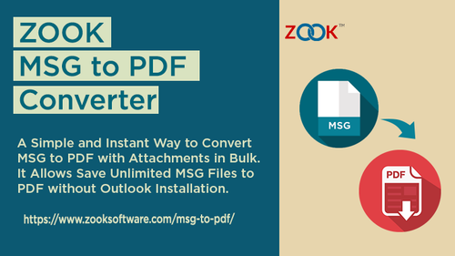 Best ZOOK MSG to PDF Converter allows to batch convert MSG to PDF with attachments. It enables to bulk export Outlook .msg to PDF files without Outlook. Using this software, users need to add MSG files to batch print MSG to PDF and save Outlook emails as PDF file.
Explore More:- https://www.zooksoftware.com/msg-to-pdf/