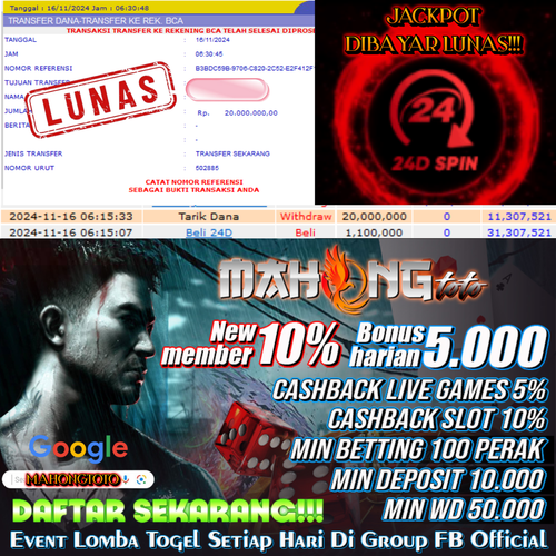 SELAMAT KEPADA ID SERXXXX JACKPOT 24Dspin DI WEB MAHONGTOTO