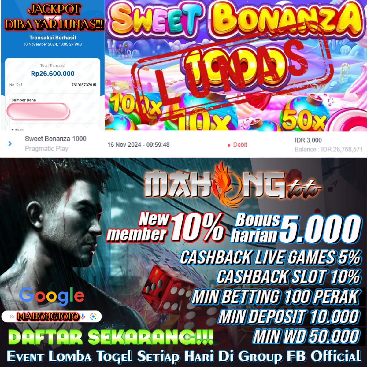 SELAMAT KEPADA ID CANXXXX JACKPOT PERMAINAN SWEET BONANZA 1000 PP SLOT DI WEB MAHONGTOTO